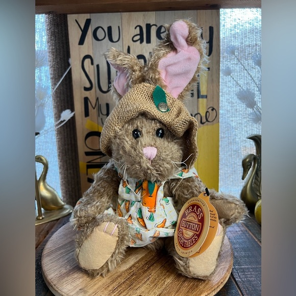 Brass Button Collectables Flora NWT Vintage Bunny Plush with jointed legs & arms - Picture 1 of 17